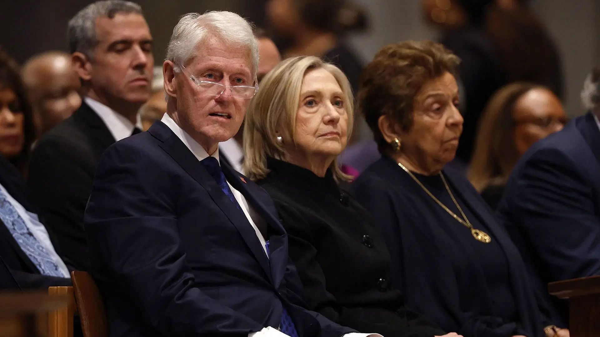 Bill and Hillary Clinton attend former Labor Secretary Alexis Herman's funeral service (Image via Getty)